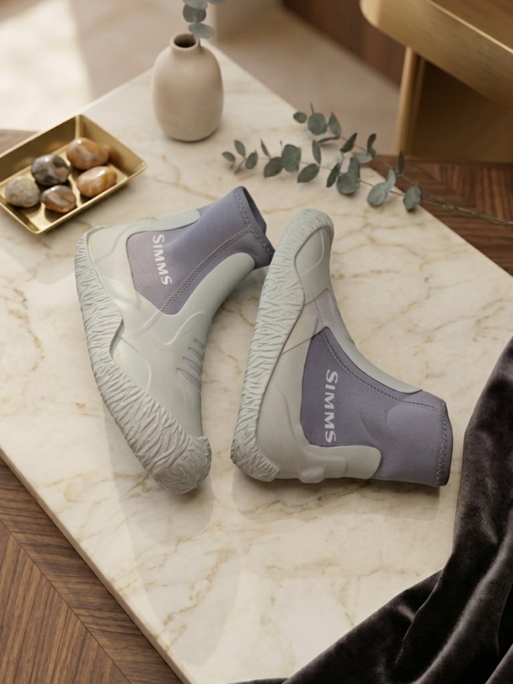 Simms Men's Light Gray and Lavender Water Shoes - Slip-On Neoprene